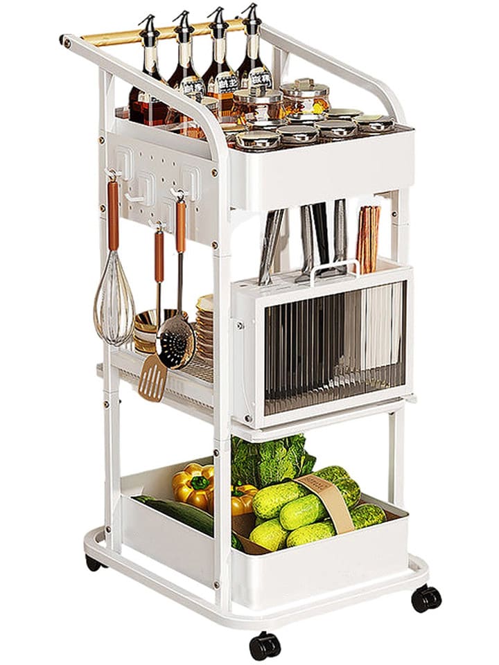 Kast op wieltjes wit - (B)38 x (H)85 x (D)48 cm