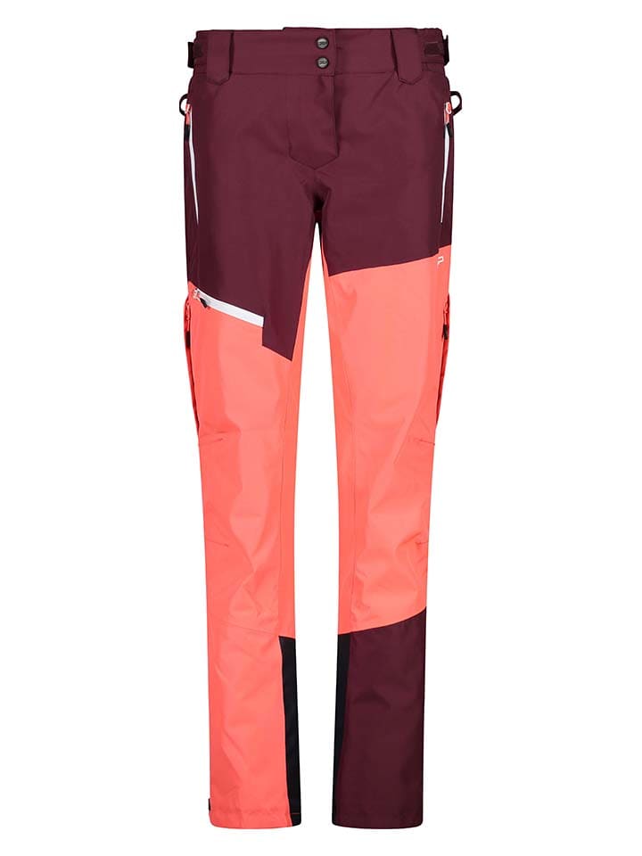 Ski-/snowboardbroek bordeaux/oranje
