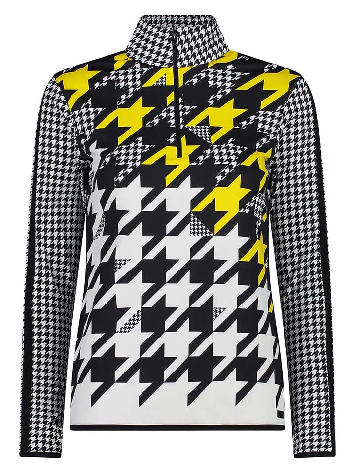 Fleece trui zwart/wit/geel