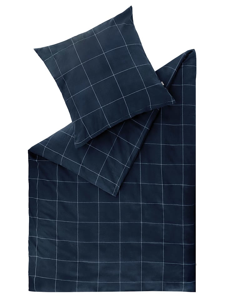 Flanell-Bettwäscheset "Check" in Dunkelblau
