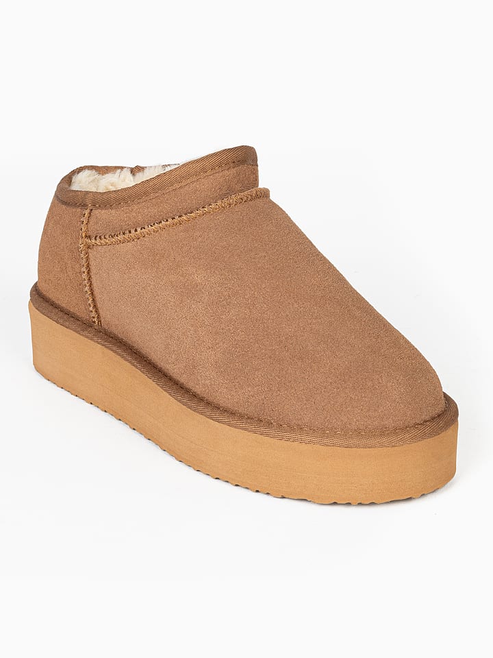 Leder-Winterboots "Jackie" in Hellbraun