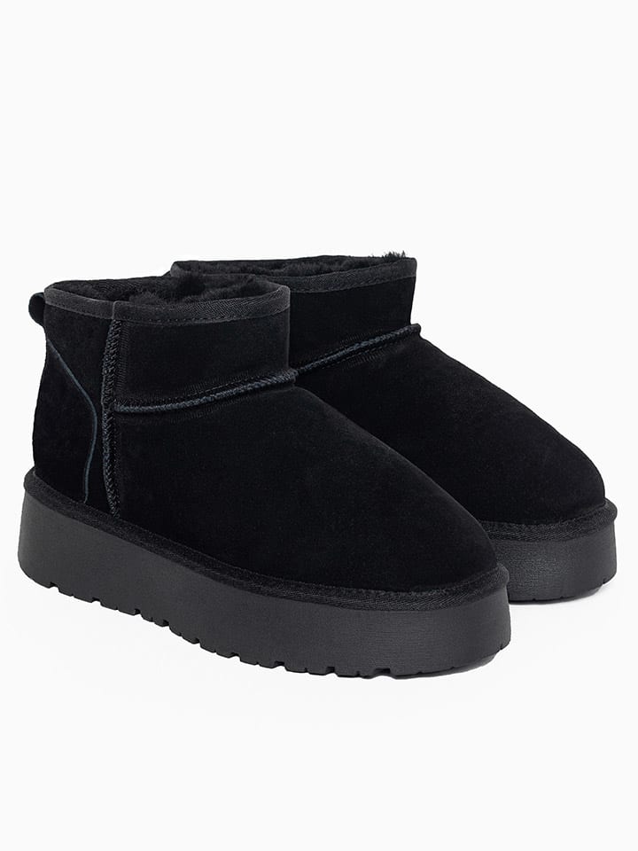 Leder-Winterboots "Mindy" in Schwarz