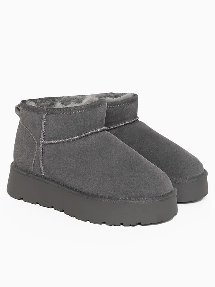 Leder-Winterboots "Mindy" in Grau