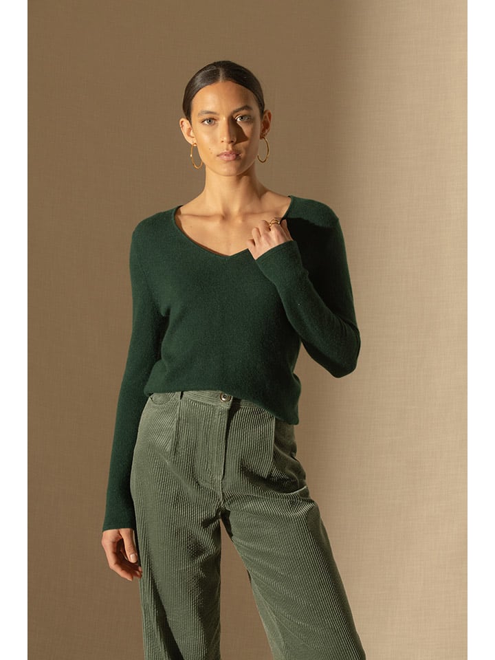 Kaschmir-Pullover "Shannon" in Dunkelgrün