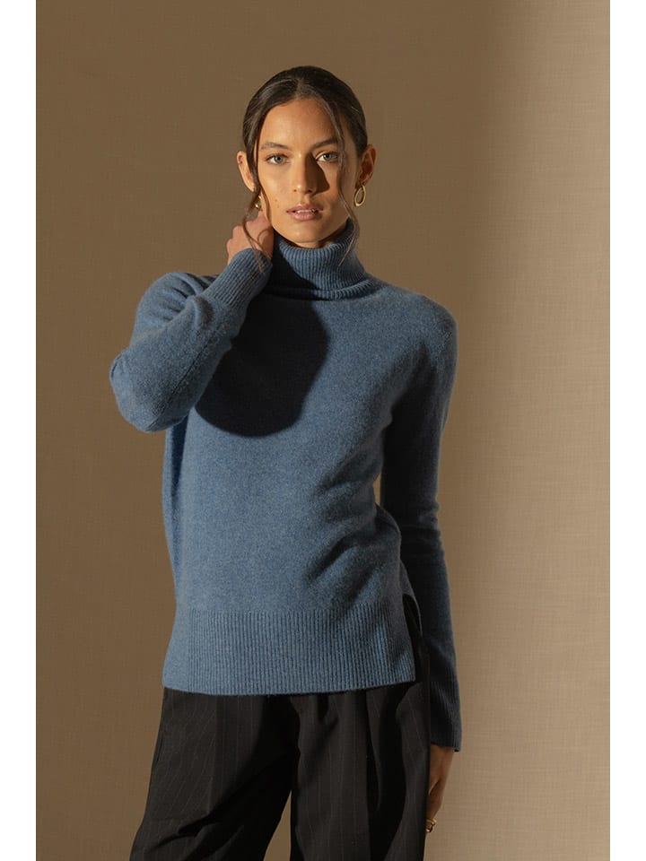 Kaschmir-Rollkragenpullover in Blau