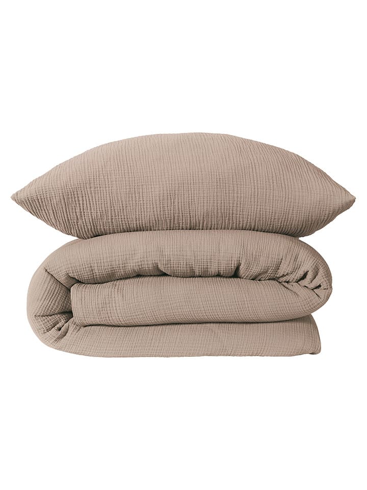 Musselin-Bettwäsche-Set "Molly" in Taupe