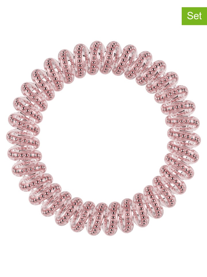 2er-Set: Spiral-Haarbänder "Slim" in Rosa - á 3 Stück
