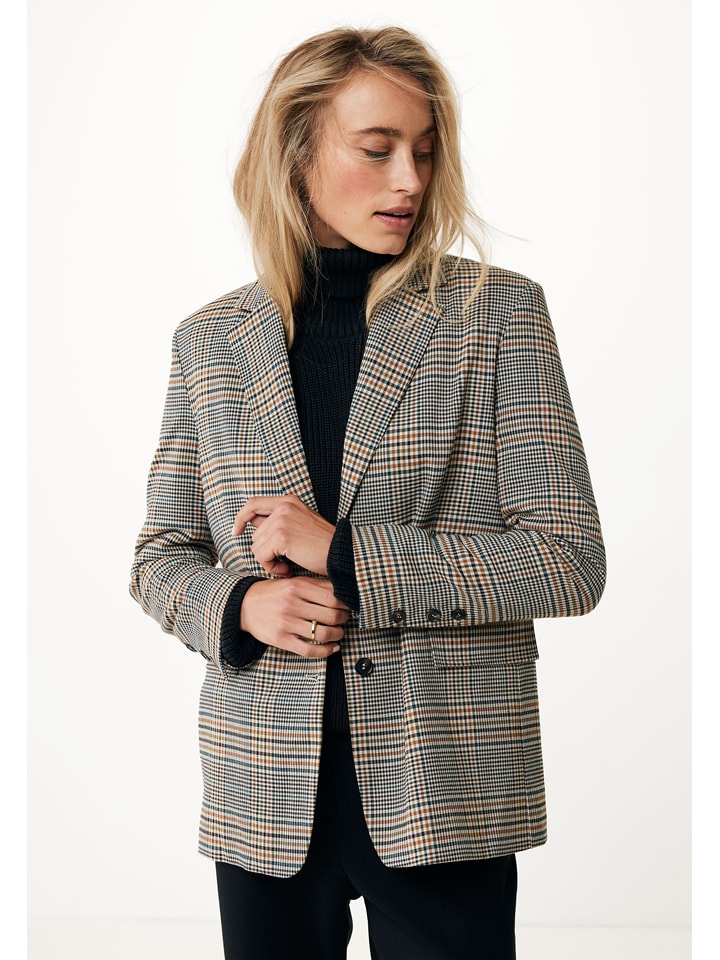 Blazer beige/donkerblauw/rood