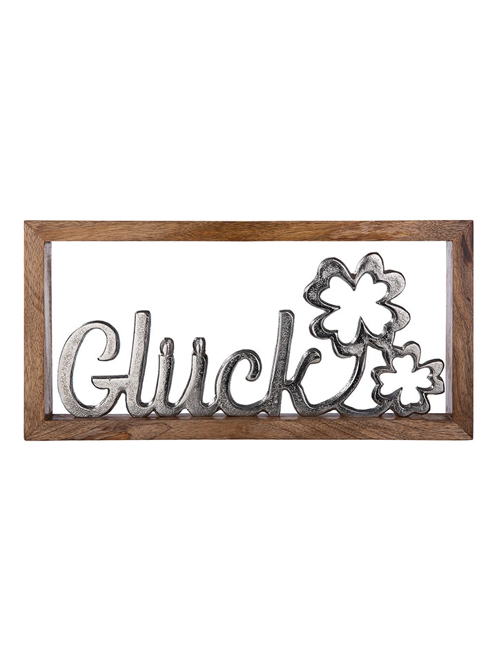 Wandrelief "Glück" in Braun/ Silber - (B)40 x (H)20 cm