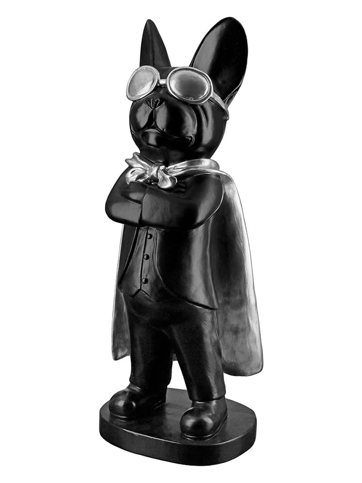 Dekofigur "Hero Dog" in Schwarz/ Silber - (B)13 x (H)32,5 x (T)10 cm