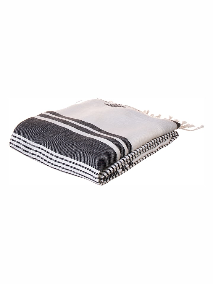 Strandtuch in Creme/ Schwarz - (L)200 x (B)100 cm