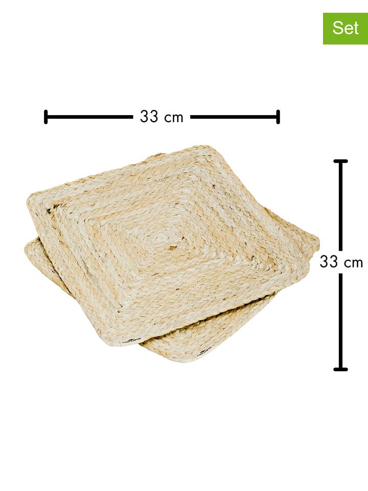 4er-Set: Tischsets "Utamu" in Beige - (L)33 x (B)33 cm