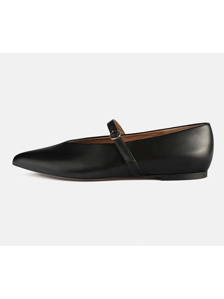 Leder-Spangenballerinas "Different Part" in Schwarz