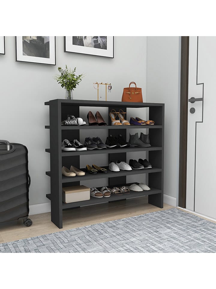 Schoenenkast "Sargel" antraciet - (B)75,6 x (H)72 x (D)31,4 cm
