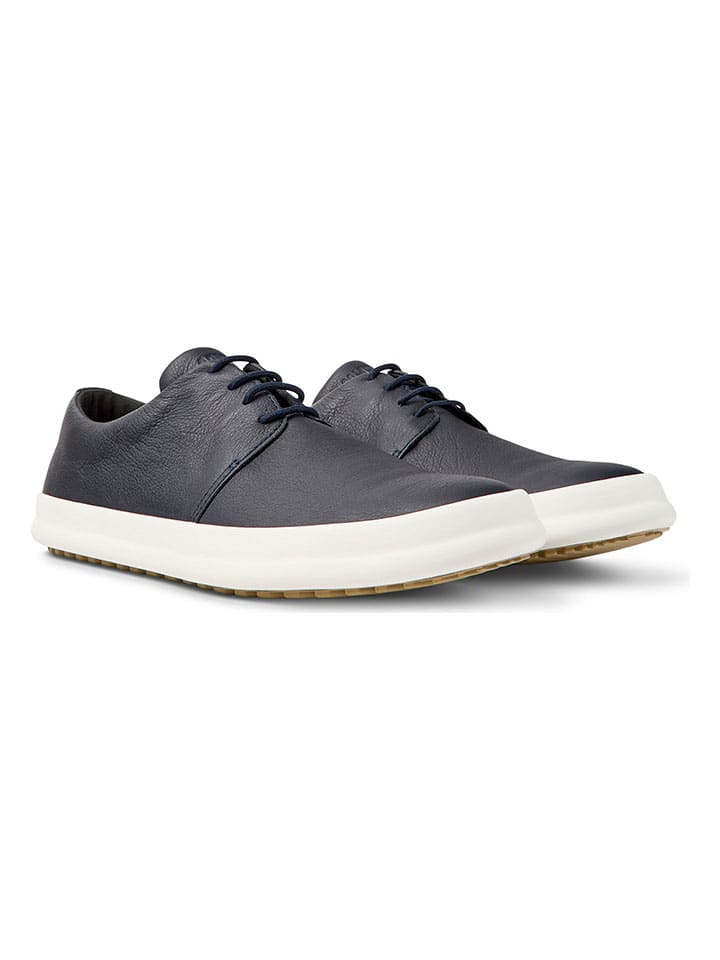 Leder-Schnürschuhe in Dunkelblau