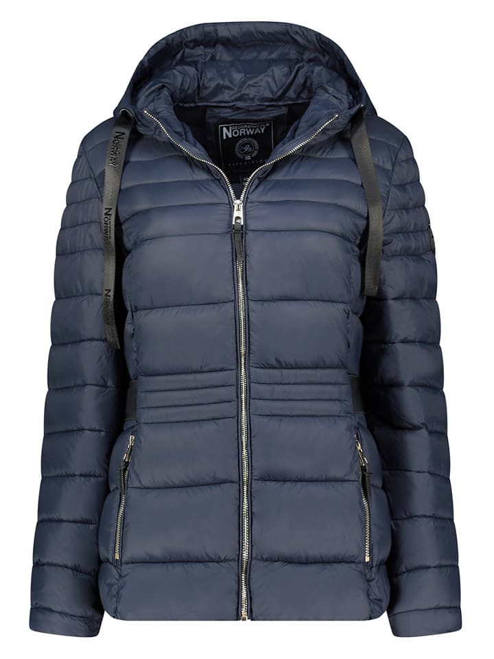 Doorgestikte jas donkerblauw