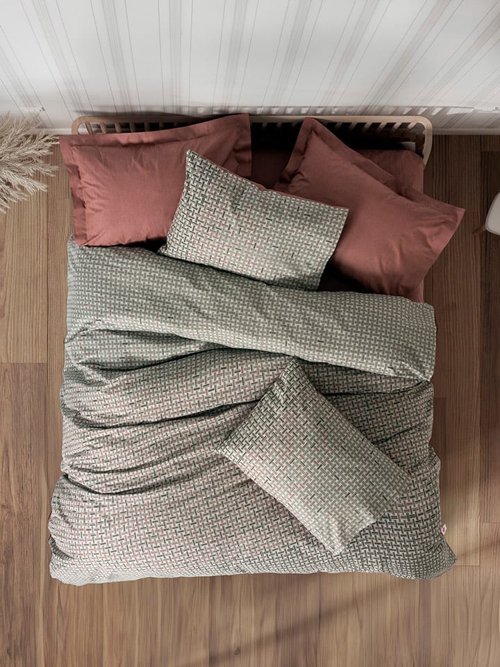 Renforcé beddengoedset "Mote" kaki/rood