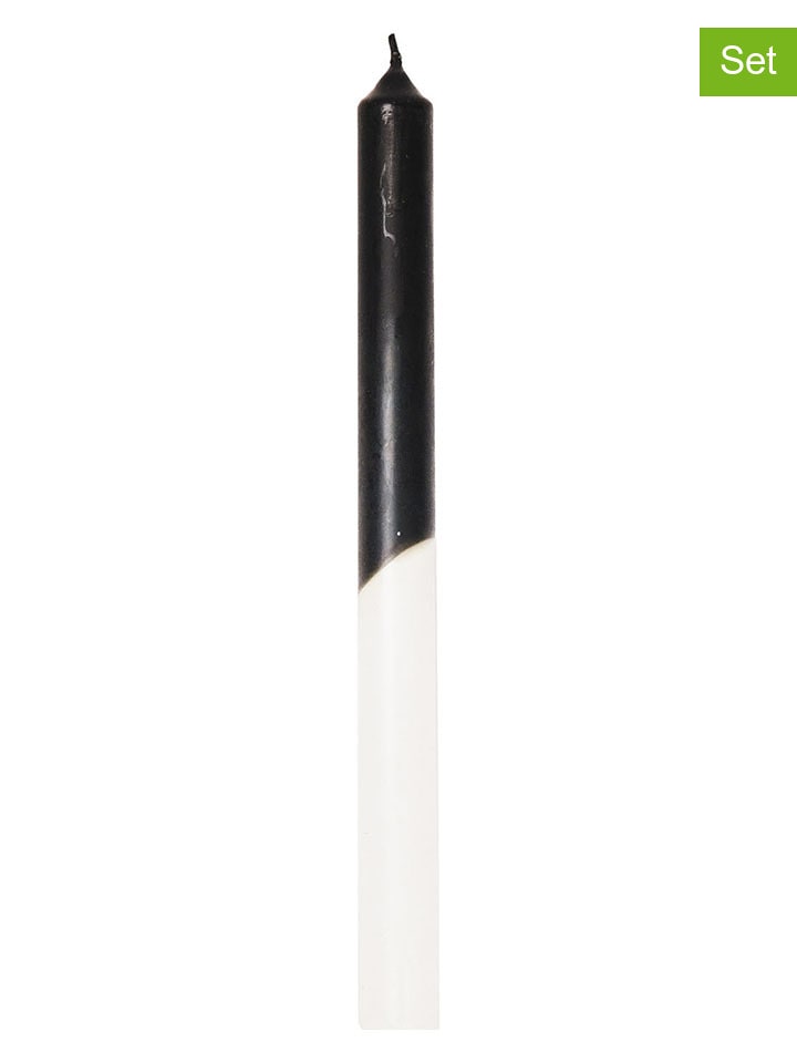 Świece (4 szt.) w kolorze czarno-białym - wys. 25,8 x Ø 2,5 cm