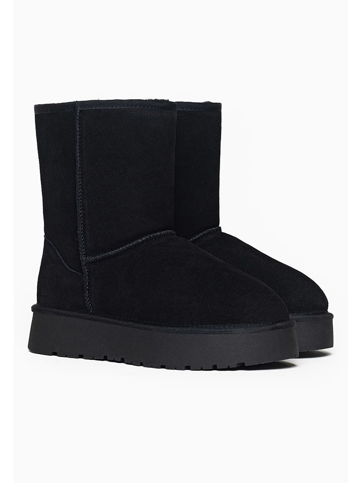 Leder-Winterstiefel "Fairfield" in Schwarz