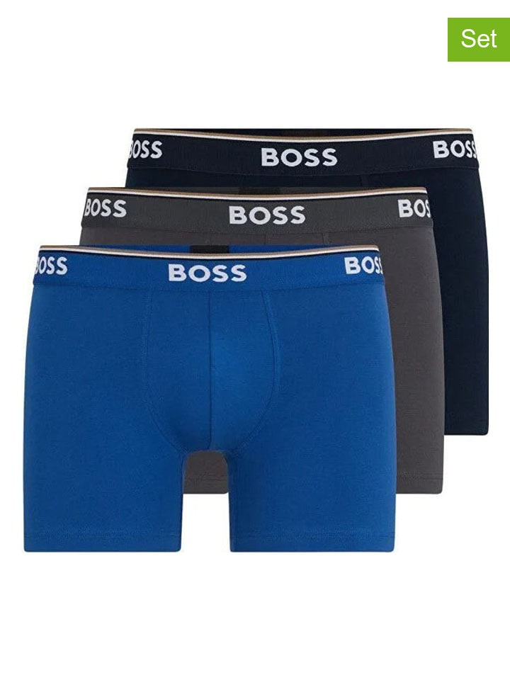 3-delige set: boxershorts blauw/grijs/zwart