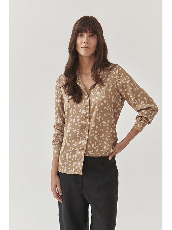 Hemd in Beige/ Weiß