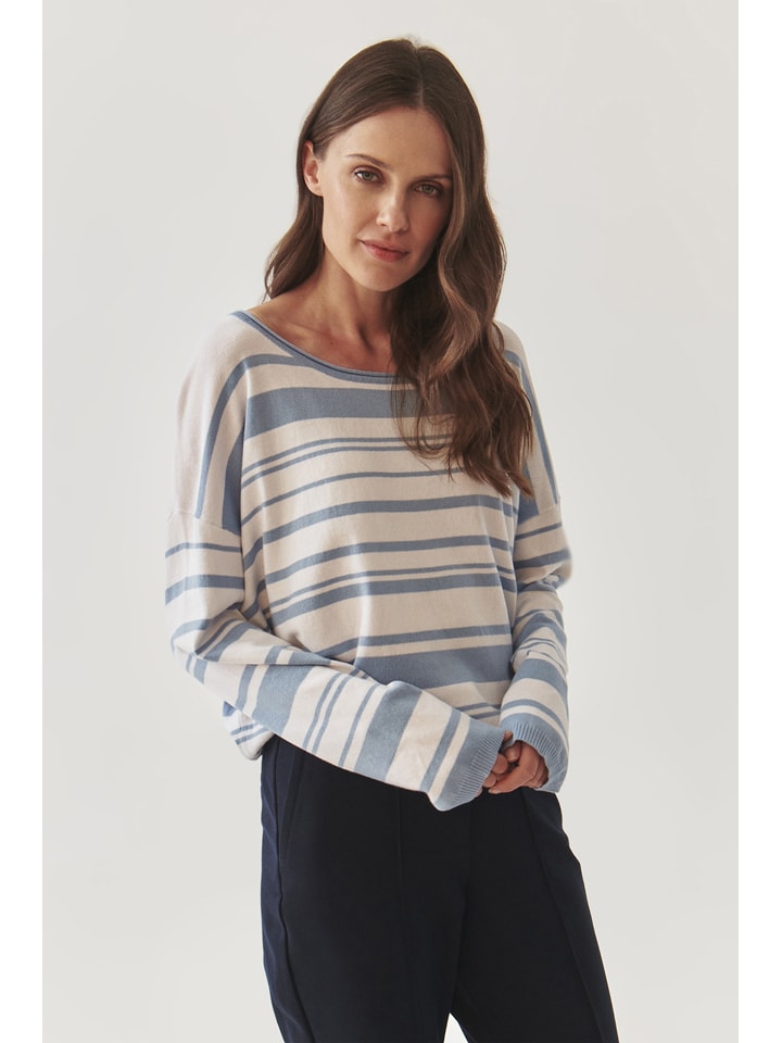 Sweter w kolorze błękitno-białym