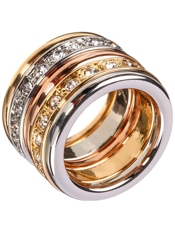 Vergold./ Rosévergold. Ring mit Kristallen