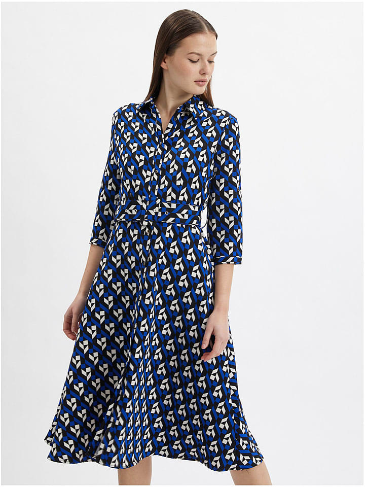 Kleid in Schwarz/ Blau/ Weiß