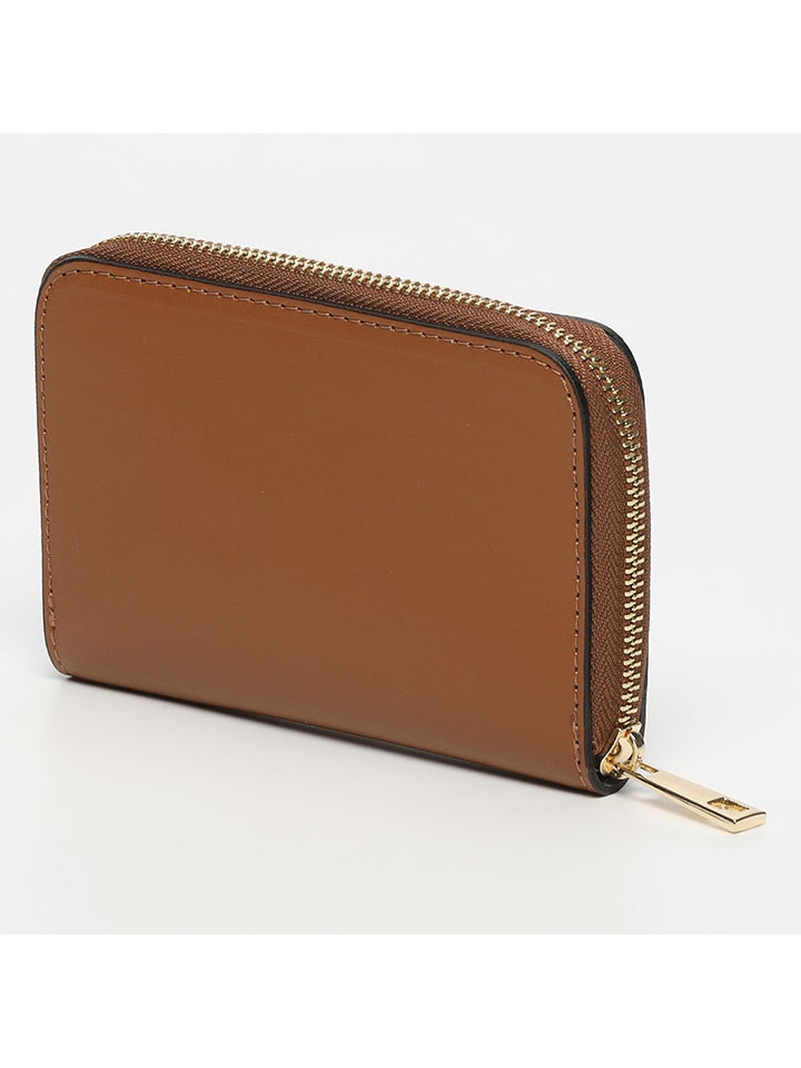 Leder-Geldbörse "Moni Box" in Hellbraun - (B)12 x (H)10 cm