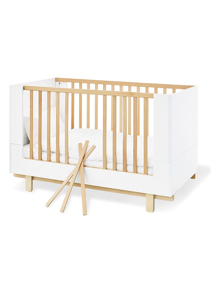 Kinderbett "Boks" in Weiß/ Natur - (B)144 x (H)90 x (T)78 cm
