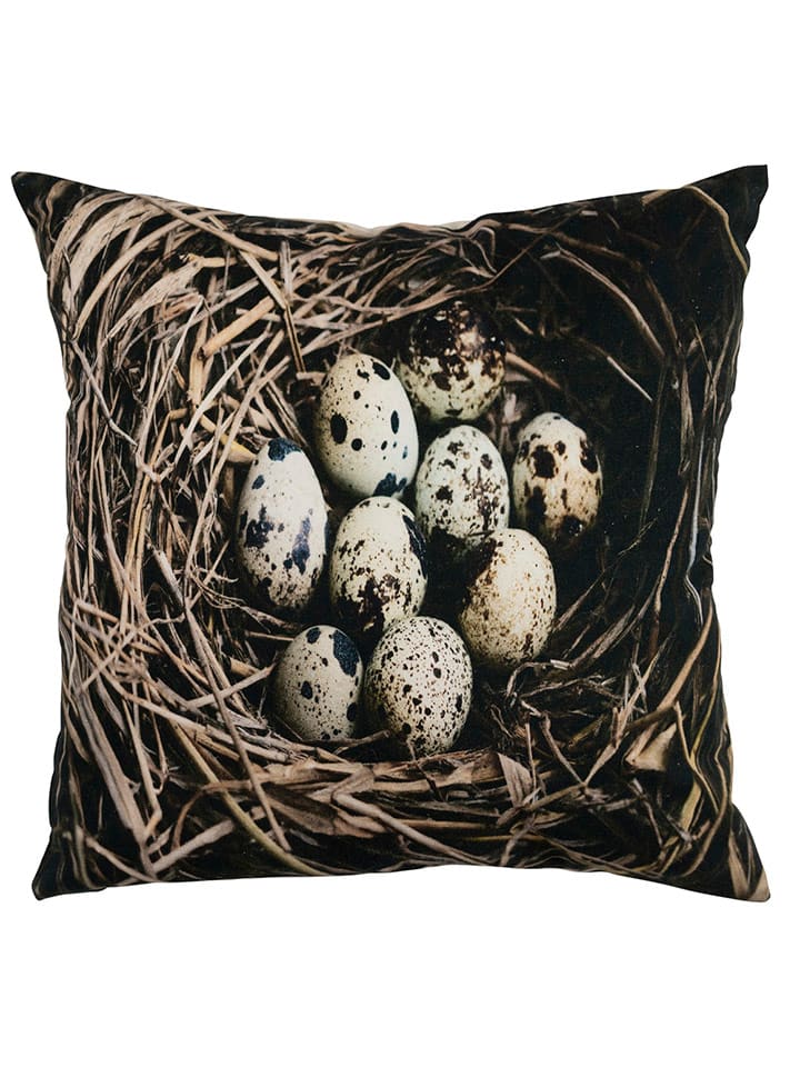 Poduszka "Eggs in nest" w kolorze jasnobrązowym - 50 x 50 cm