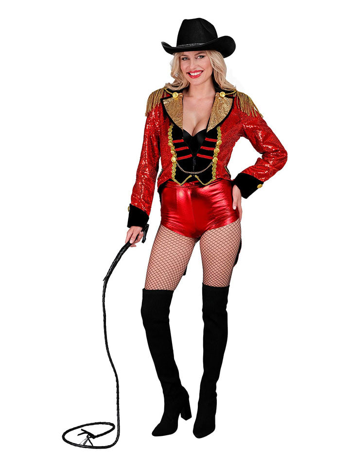 Kostuumpak "Circusdirecteur" rood/zwart/goudkleurig