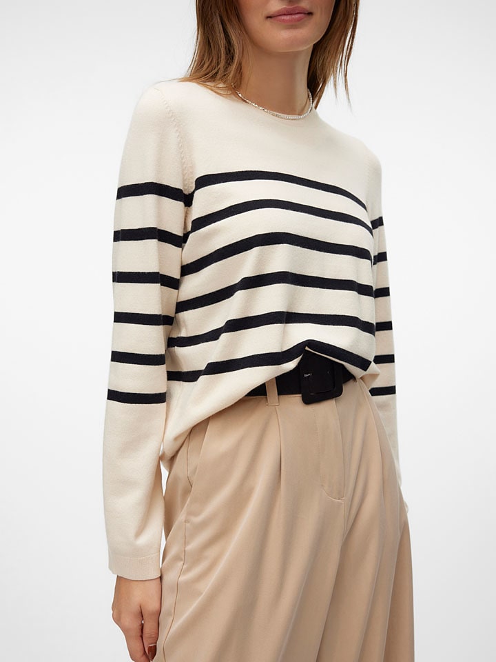 Pullover in Creme/ Schwarz