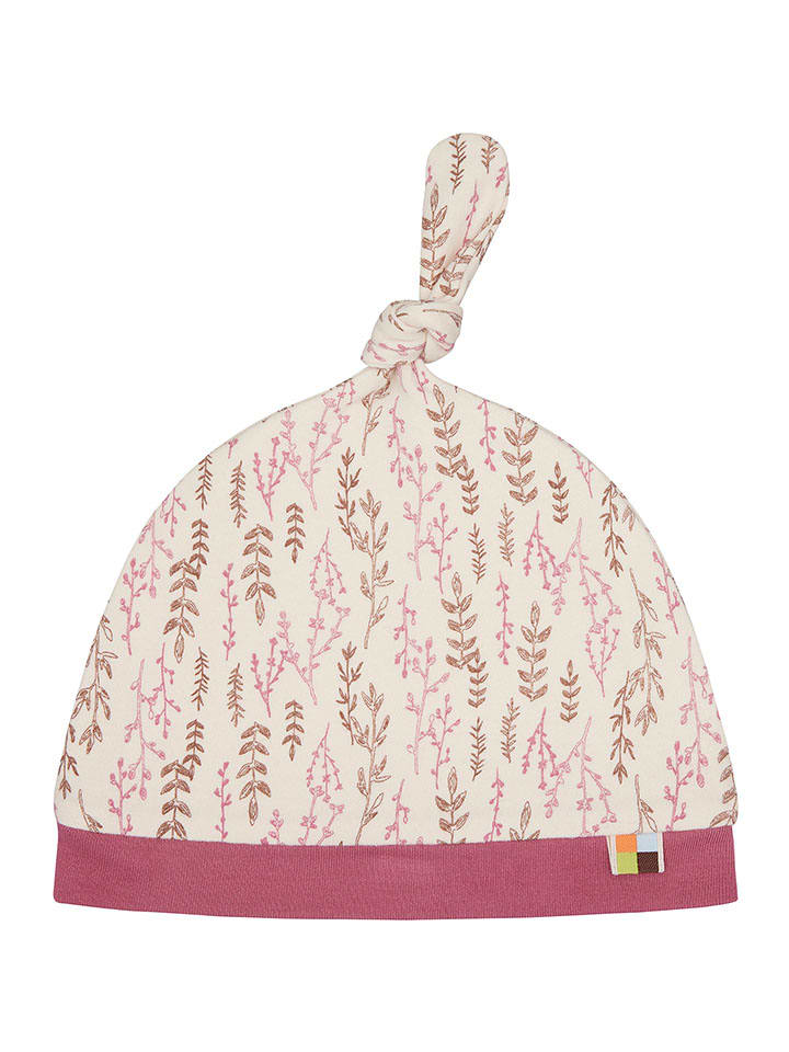 Beanie in Beige/ Rot