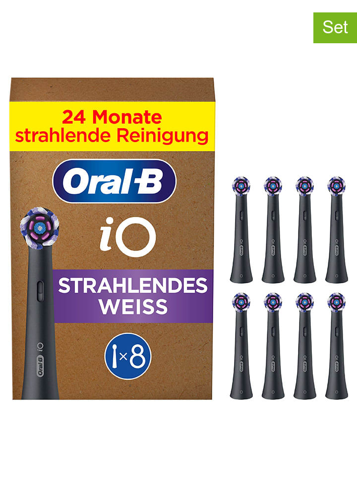 8er-Set: Ersatz-Bürstenköpfe "iO Radiant White" in Schwarz