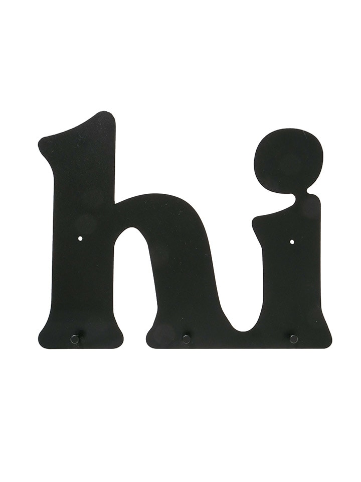 Garderobenhaken ''Hi'' in Schwarz - (B)38 x (H)30 x (T)2 cm