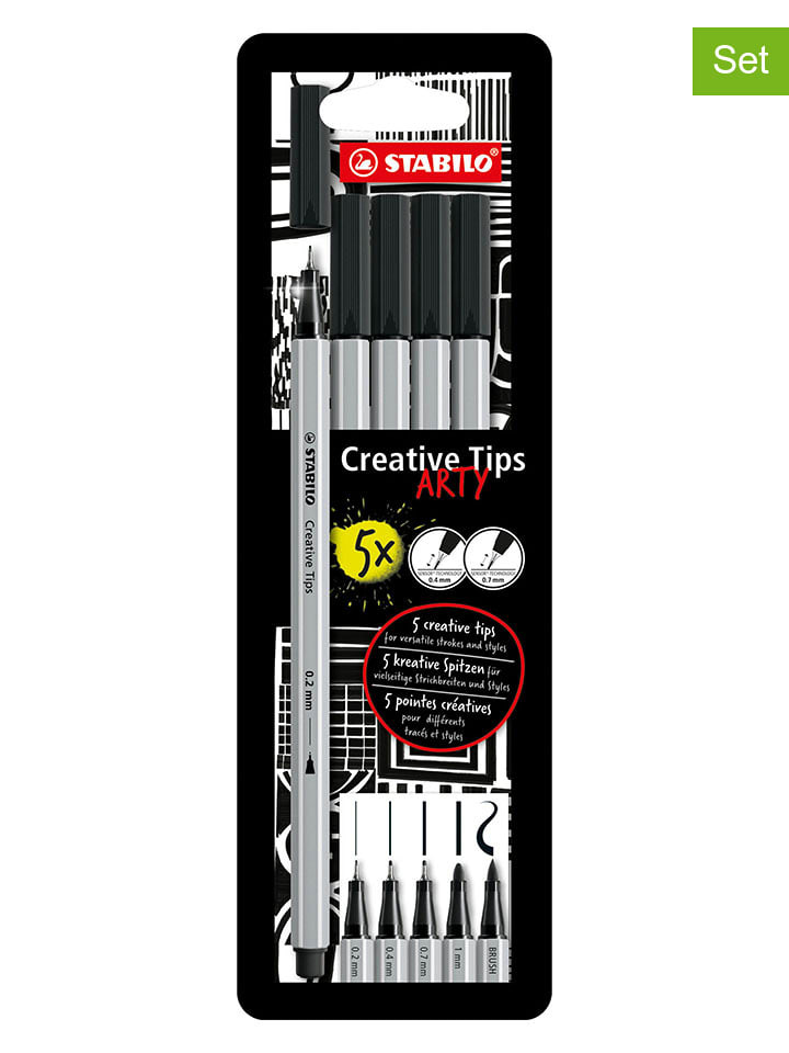 Cienkopisy (10 szt.) "STABILO Creative Tips ARTY" w kolorze czarnym