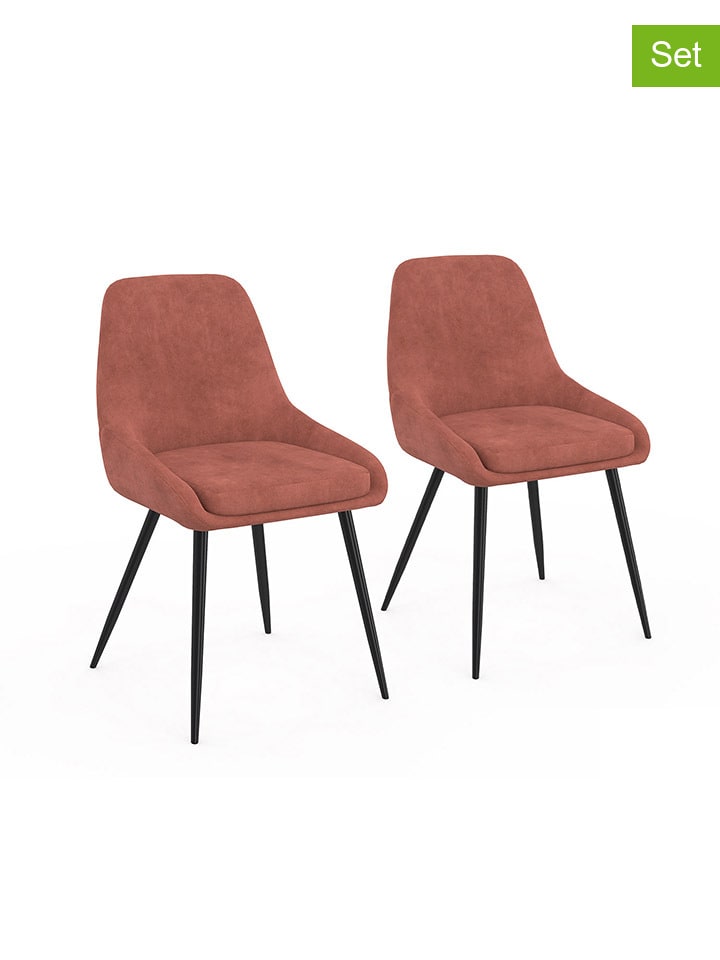 2er-Set: Esszimmerstühle "Olivia" in Terrakotta - (B)47,5 x (H)79 x (T)54 cm