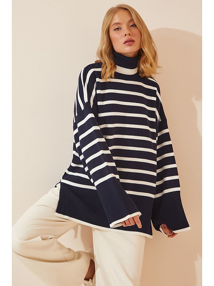 Sweter w kolorze granatowo-białym