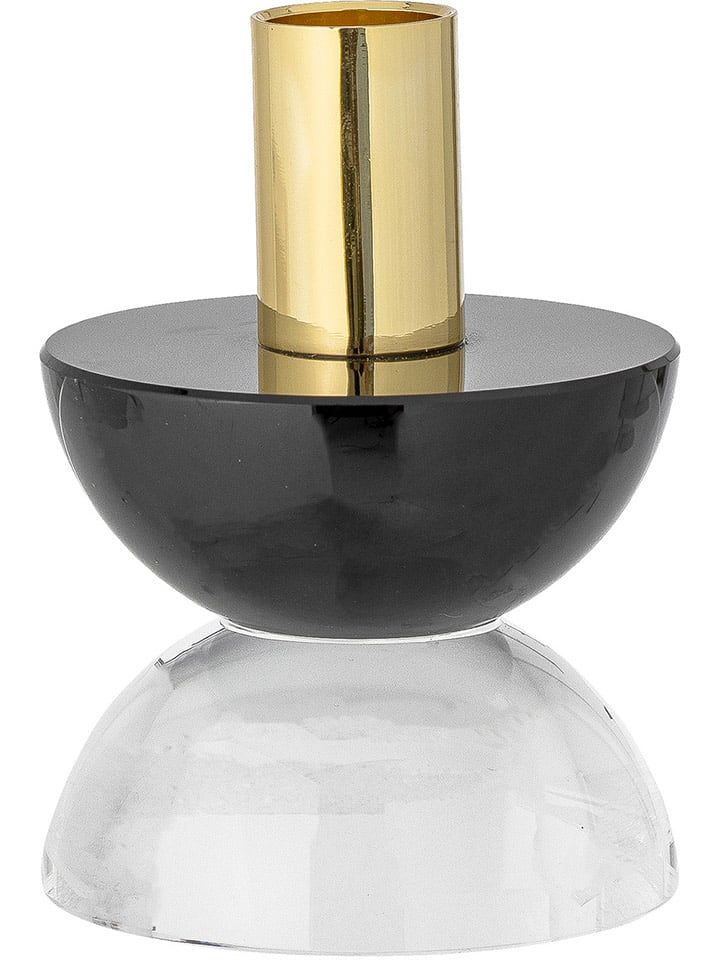Kerzenhalter ''Etel'' in Schwarz/ Gold - (H)10,5 x Ø 8 cm