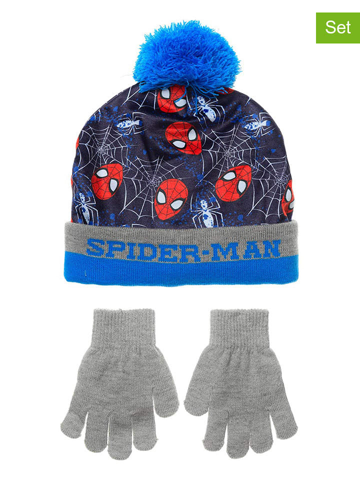 2-delige winteraccessoiresset "Spiderman" donkerblauw/grijs