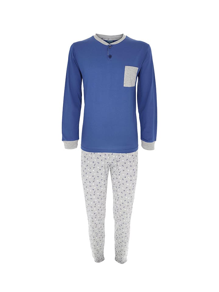 Pyjama blauw/lichtgrijs