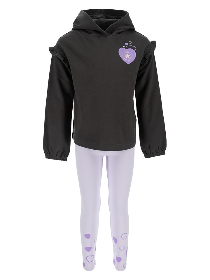2tlg. Outfit in Anthrazit/ Lila