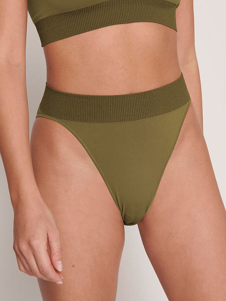 Figi high waist w kolorze oliwkowym