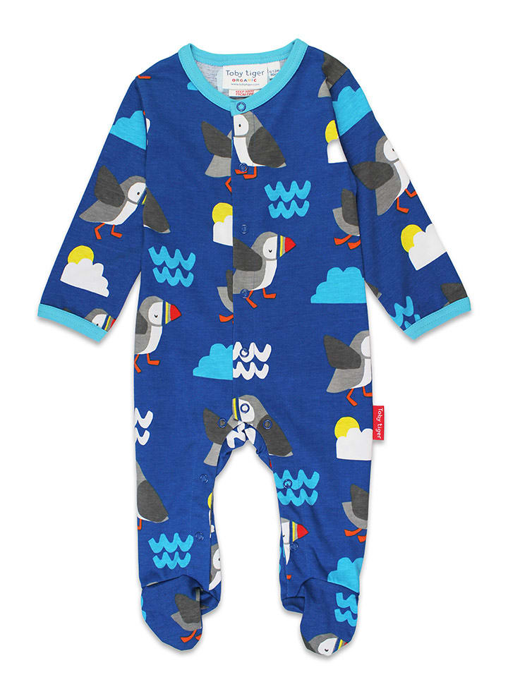 Strampler "Puffin" in Blau/ Bunt