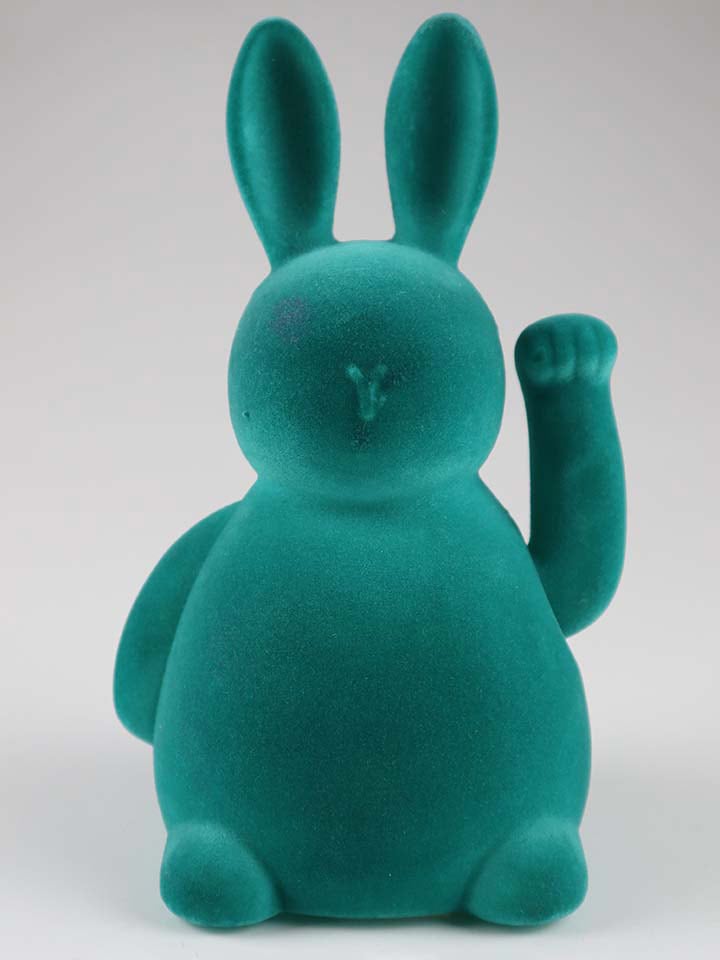 Dekofigur ''Winke Hase'' in Türkis - (B)11 x (H)20 x (T)10 cm