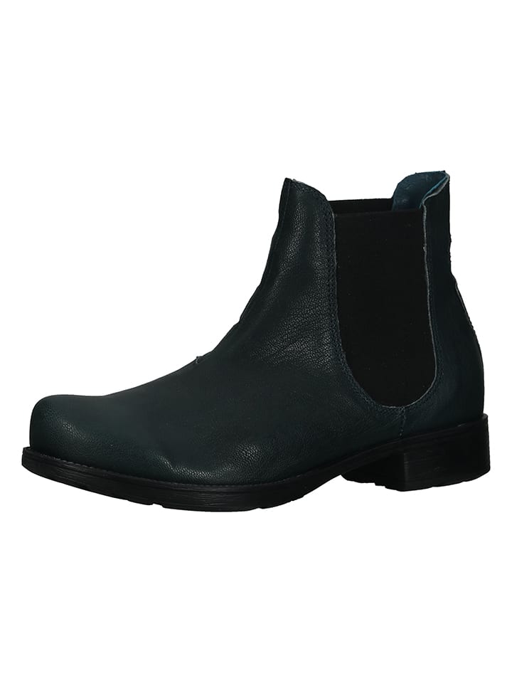 Leder-Stiefeletten in Dunkelgrün