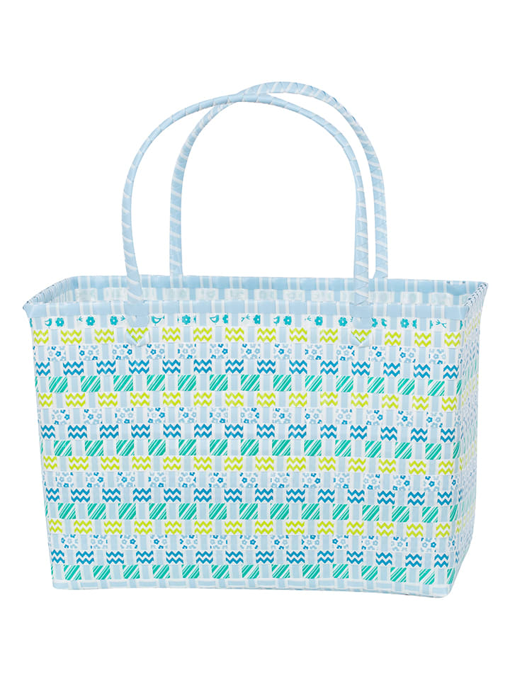 Shopper "Nicky" in Hellblau/ Grün - (B)43 x (H)28 x (T)23 cm