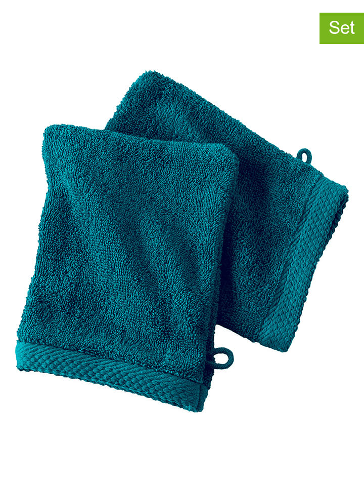 2-delige set: washandjes "Epo" petrol