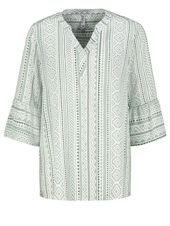 Bluse in Grün/ Weiß